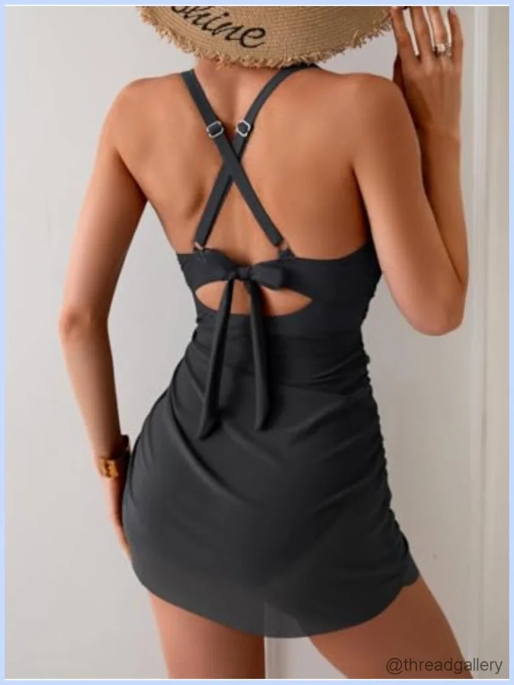 Women's Swim Dress Tummy Control Full Coverage Mesh Skirt Swimsuit with